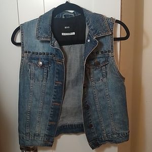 Denim biker vest